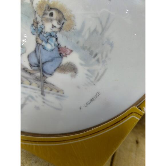 Vtg Lasting Memories 1978 K. Lawrence Birthday Plate Frog Squirrel on Raft New - Picture 3 of 5